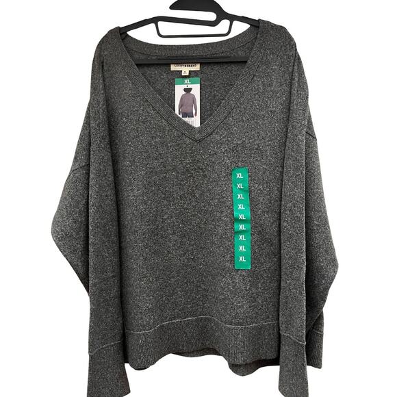 ☁️ NWT Lucky Brand Lightweight Heather Gray Pullover Sweater (XL) - Picture 4 of 6